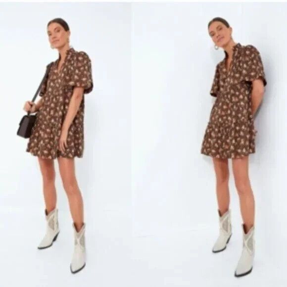 Tuckernuck NEW Crawford Dress Mini Rosewood Chintz Floral Tiered Ruffle Small - Picture 1 of 10